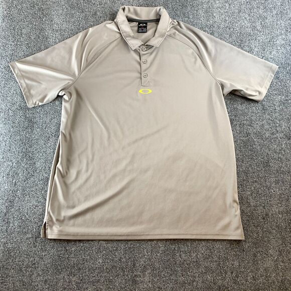 Oakley Polo Shirt Mens XL Gray Preppy Fit Performance Golf Rugby Work Casual O - Picture 1 of 9